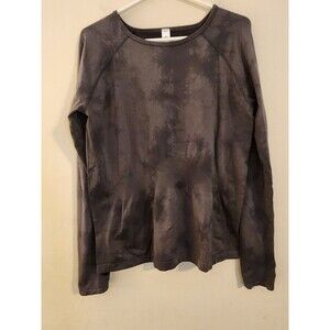 Zella Size XXL Compression Long Sleeve Top Gray Tie Dye Print Thumb Holes Active